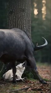 Wolf Attempts to Attack Bison, but Is Smashed Into a Tree!
