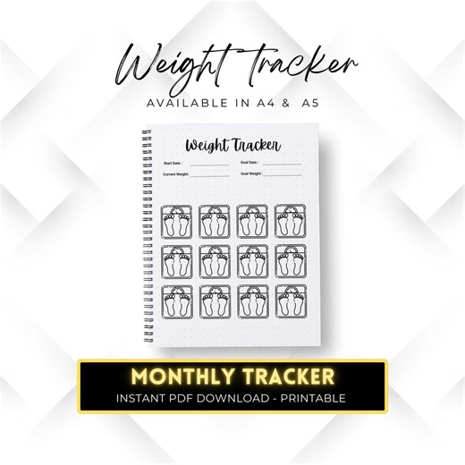 Weight Tracker, PRINTABLE Journal Template, Fitness Journal, Weight Loss, Health & Wellness Planner, A4/A5 Sizes, Instant Download - Etsy