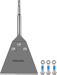Firecore SDS Plus Floor Scraper with Spare Bolts and Locknuts, 5 Inch x 11 Inch Tile Removal Chisel Tool Long Handle Heavy Duty for Rotary Hammer Drill, Thinset Scraper Adhesives Remover FS22510