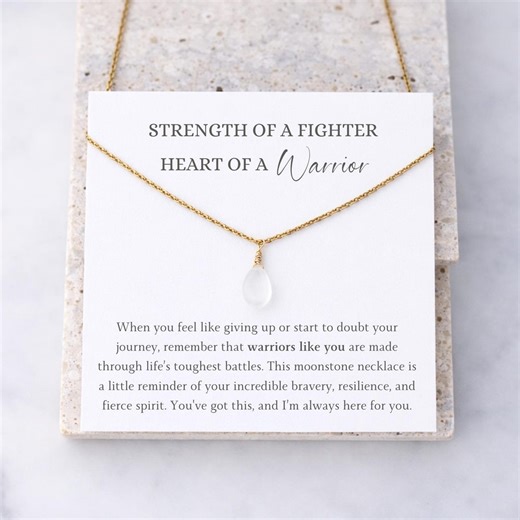 Warrior Moonstone Necklace, Strength of a Fighter Jewelry, Encouragement Gift - Etsy
