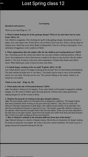 Lost Spring Important Questions Class 12 English | Board Exam #12english #lostspring #boardexam2026