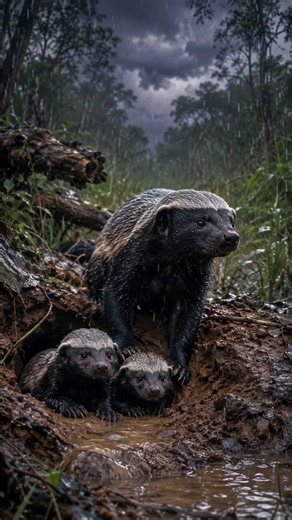 Mother Honey Badger Saves Her Cubs from a Flooded Den | Incredible Wildlife Story