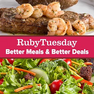 32 reactions · 3 comments | Get a sit-down meal for $9.99 this Fri-Sun! 6 oz Rib Eye, Cheeseburger, Cajun Chicken Pasta, or Endless Garden Bar! Coupon Code: WEEKEND | Ruby Tuesday | Facebook