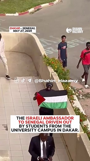 Shahin Hazamy on Instagram: "⚡️🇸🇳🇵🇸 - L’ambassadeur d’Israël au Sénégal, Yuval Waks, a été chassé du campus de l’Université Cheikh Anta Diop (UCAD) de Dakar par des étudiants sénégalais qui ont scandé des slogans dénonçant le génocide. ⚠️👉 Lien en bio pour soutenir mes frais juridiques face aux pressions, plaintes et procès liés à mon travail journalistique sur la Palestine."