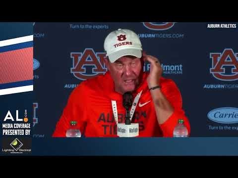 Hugh Freeze addresses the media following practice on Wednesday, August 6