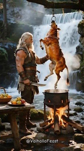 Roasting a whole Zebra with Viking Style! #valhallafeast #shorts