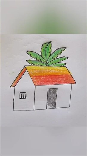 How to draw a hut very easily with a pencil