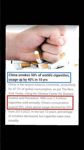China consumes nearly half of the world's cigarettes 🚬🇨🇳