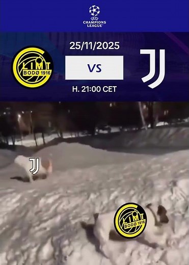 Matchday in the snow ❄️ #football #juve #juventus #championsleague