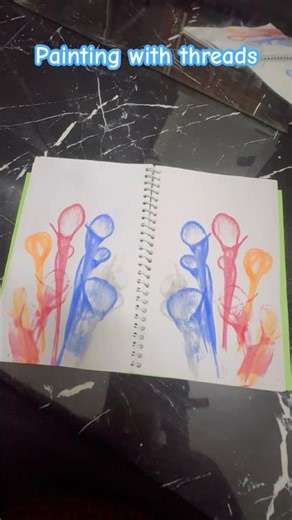 How can we do painting with threads easily? #painting #drawing #art #craft #craftsforkids #shorts