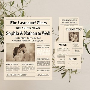 Editable Vintage Wedding Newspaper Template | Canva Love Story Program & Timeline | Printable Wedding Keepsake - Etsy