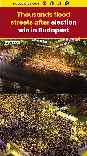 #watch | Budapest Election Celebration: Drone Footage Shows Thousands Flood Streets #shorts