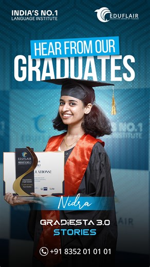 Eduflair Global Institute of Foreign Languages (EGIFL) on Instagram: "Nidra Journey to German B2 with Eduflair 🇩🇪🎓 #Eduflairians #EduflairGradiesta . . Nidra mastered the German language and built the confidence to pursue a future in Germany with the Eduflair Learning Success Program (ELSP) Here’s why thousands trust us with their dreams: ✅ A1–B2 German Courses with expert trainers ✅ Goethe exam-focused, immersive coaching ✅ ELSP: Visual & practical learning at its best ✅
