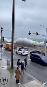 St. AUGUSTINE, FL- iPhone footage captures a startling moment along the St. Augustine coastline when a powerful innercoastal wave suddenly surges over the sea wall and spills onto a busy waterfront area. People standing nearby are caught completely off guard as water rushes across the pavement, forcing tourists and locals alike to run for higher ground. Shouts and confusion fill the air as the wave drenches the street and leaves debris scattered behind. Officials are reminding the public to use 