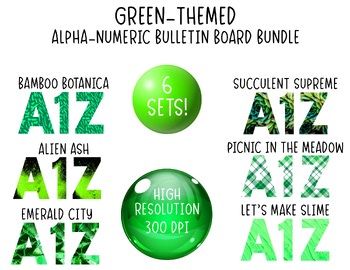 Green-Themed Alpha-Numeric Bulletin Board Bundle: 6 Sets!