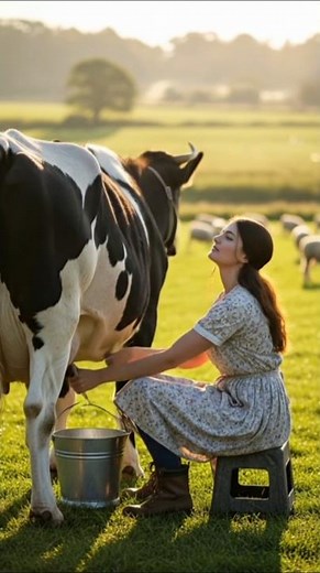 A beautiful girl doing job on a farm