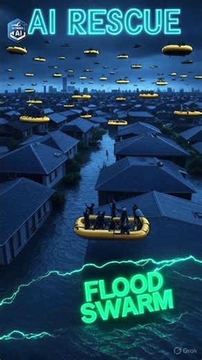 “Future Tech: Flood Swarm Saves the City 🌊🚁 #AI #Shorts”