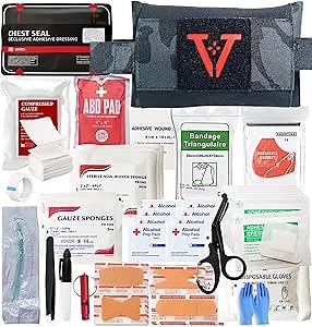 Small Compact IFAK Med Trauma Kit for Everyday Carry, Tactical First Aid Kits Belt or MOLLE Attach, Medical Kit Belt Vest Emergency EMT Car Camping Hiking