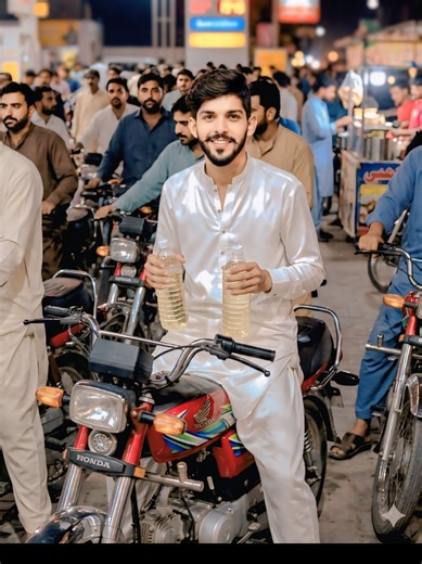 Realistic Pictures Prompts usingChatGPT & Gemini Al ChatGPT Gemini Ai Stylish Profile Photo ideas with Prompts Tutorial ChatGPT/ Nano Banana Ai Prompts Tutorial How to make? 1- Open ChatGPT Or Gemini 2- Upload your picture 3- copy and paste Chatgpt prompt from above 4- don't forget to Follow A nighttime street photograph in South Asia boy wearing white silk Shalwar kameez he's showing a chaotic and dense. add in me and sit-down Bike and hands pertol botel smile same to same face.crowd of people,