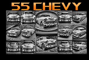1955 Chevy Car Grayscale Laser Burn PNG Digital Files, Laser Engraving Designs. Commercial Use for Engraved Products - Etsy