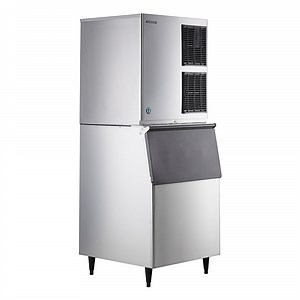 Hoshizaki KM-901MAJ 30" Air Cooled Crescent Cube Ice Machine with Stainless Steel Finish Ice Storage Bin - 950 lb. Per Day, 500 lb. Storage