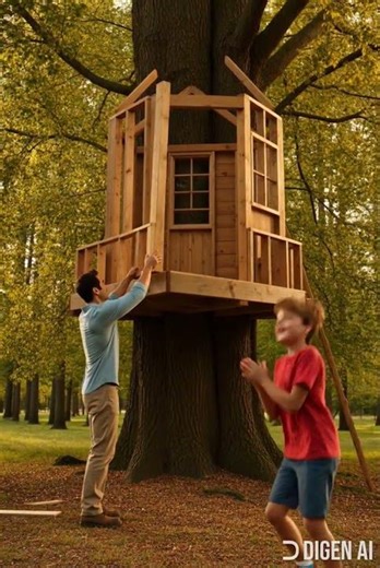 A Father Builds a Treehouse for His Son From