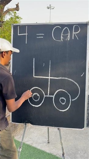 Easy Car 🚗 drawing Using 4 Number with step by step! #art #shorts #youtubeshorts #car