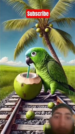 “The Parrot Planted a Coconut Tree.” 🦜🌴#parrot #ai #greenscreen