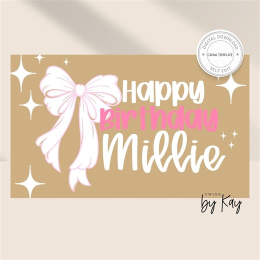 Custom Butcher Paper Banner | Event Banner, Personalized Banner, 16th Birthday Bowseditable Border Designs | 60x36 Inch Bow Birthday Banner - Etsy