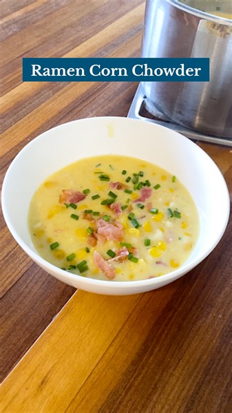 Ramen corn chowder = HEAVEN! Get the full recipe here: https://trib.al/Sm3HvzJ | Taste of Home
