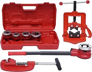 Pipe Threader Ratchet Kit with 5 Dies 3/8'' to 1-1/4'' Handheld Type Ratcheting Pipe Threading Tool Set for Cutting and Threading Pipes BSPT - Amazon.com