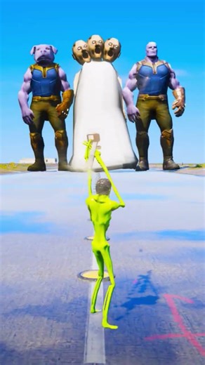 Random Superheroes VS Giant Thanos Brothers & Giant Granny #gta #shorts