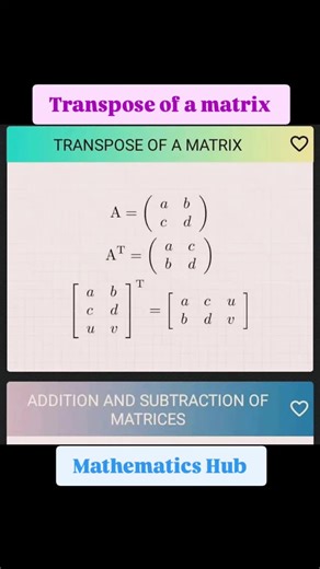 Transpose of a matrix #transposeofamatrix #viralreels #viral #maths | Mathematics Hub