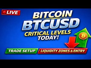 Bitcoin LIVE 🔴 BTCUSD Critical Levels Today | Trade SetupBTCUSD LIVE Trading 🔴 Liquidity Zones