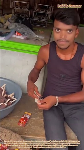 Emballage des sucettes glacées : emballage manuel