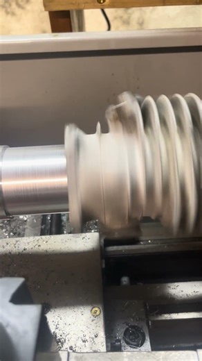 My lathe setup for cutting cylinder base. 9x30 benchtop lathe.