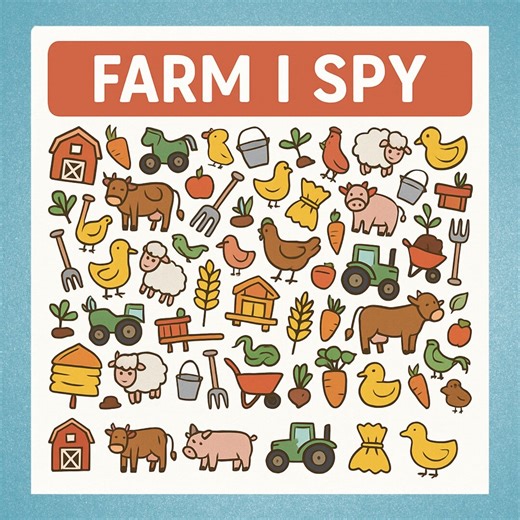 Farm I Spy Game for Toddler | Printable I Spy Farm Activity | Quiet Time Activity for Kids | Preschool Learning Worksheet | Seek & Find Game - Etsy