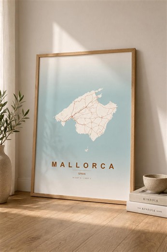 Mallorca Map Poster | Terracotta Island Map Print | Balearic Islands Spain Wall Art | Holiday Home Decor | Travel Gift - Etsy