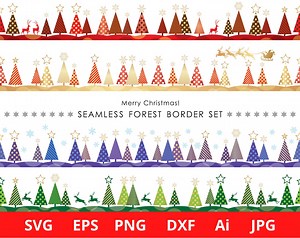 Christmas Borders SVG Bundle, Christmas Border Clipart, Christmas Seamless Forest Border, Christmas Tree Border, Digital Download - Etsy