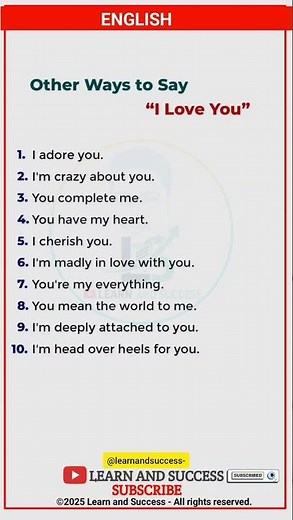 10 Ways to Say "I Love You" | English Vocabulary Short