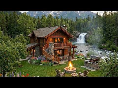 Dreamy Riverside Log Cabin with a Stunning Waterfall View 🌿🏡