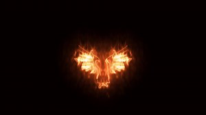 Download wing angel logo with burning fire effect green screen background for free
