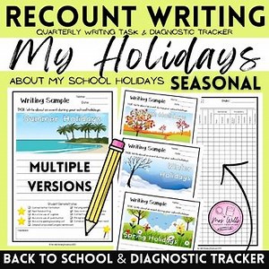 Holiday Recount Writing | Summer Autumn Fall Winter Spring & Diagnostic Tracker