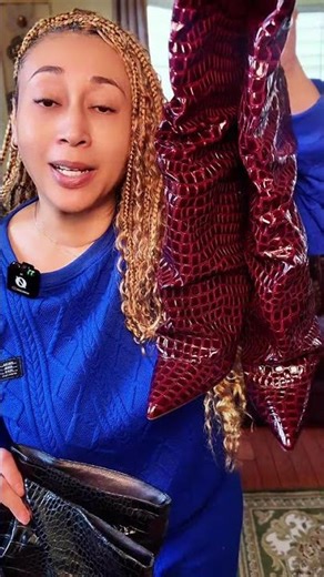 Alert for the boot lovers: the red stone grain crocodile fold-over boots are back… but it’s giving