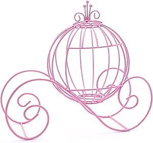 Anderson's Pink Wire Cinderella Carriage Coach Centerpiece, Home Event Prom Wedding Decoration, Fairy Tale Princess Tabletop Decor - 13 Inches