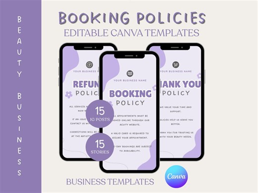 Pastel Purple Booking Policy Template Digital Salon Booking Policy Instagram Story Payment Refund Policy for Hair Lash Nails Braids Bookings - Etsy
