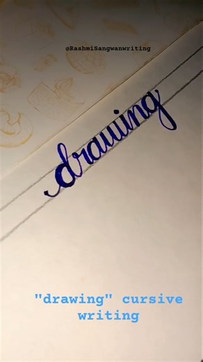 How to write "drawing" in cursive writing 🤔✒️#shorts #handwriting#cursivewriting #youtubeshorts #art