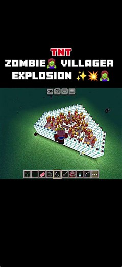 Minecraft tnt Vs villager zombie 🧟‍♀️ Amazing Explosion ❤️💥✨ #minecraft #minecraftshorts #oc #noads