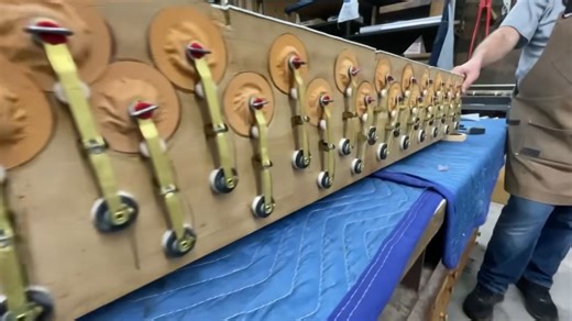 Considerable progress is being made on the restoration of the Ringling Museum Aeolian pipe organ. Restored Swell pouch rails are being installed in the chest today. Good luck to AI taking over this job. | Parsons Pipe Organ Builders