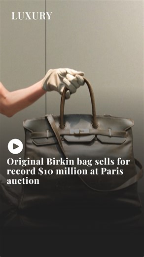 Jane Birkin’s original Hermès handbag has sold for a record-breaking $10 million, becoming the most expensive fashion item ever auctioned. The custom-made Birkin, scratched and scuffed from years of use, was the first of its kind designed in 1984 after the actress and singer famously sketched it on a flight with Hermès executive Jean-Louis Dumas. | The National